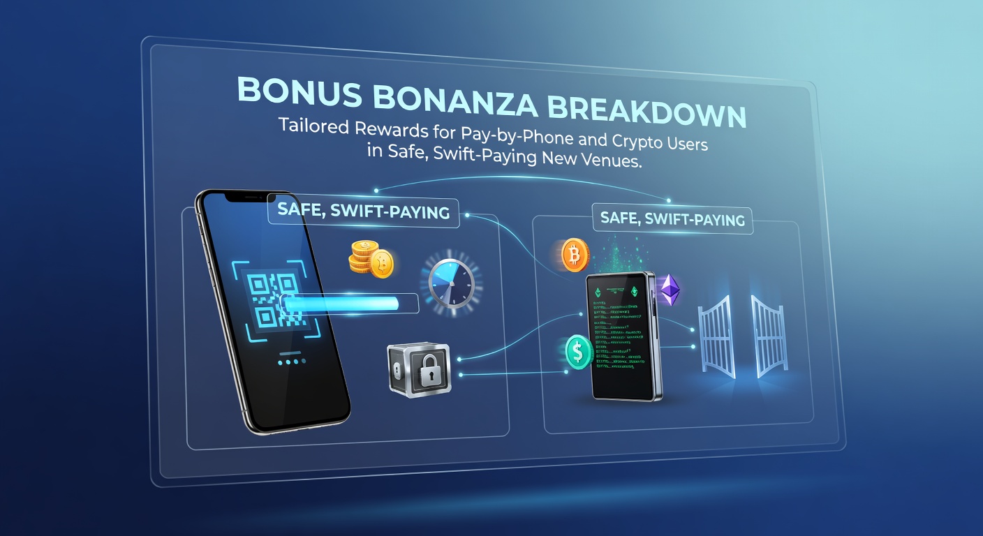 Vibrant graphic showcasing stacked bonus chips and digital wallets for phone and crypto payments in modern casino interfaces