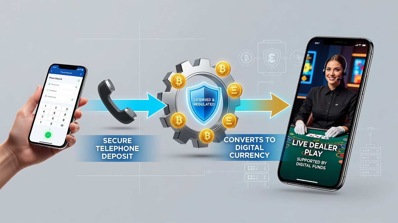 Mobile app interface displaying live roulette table alongside deposit confirmation for phone and crypto options