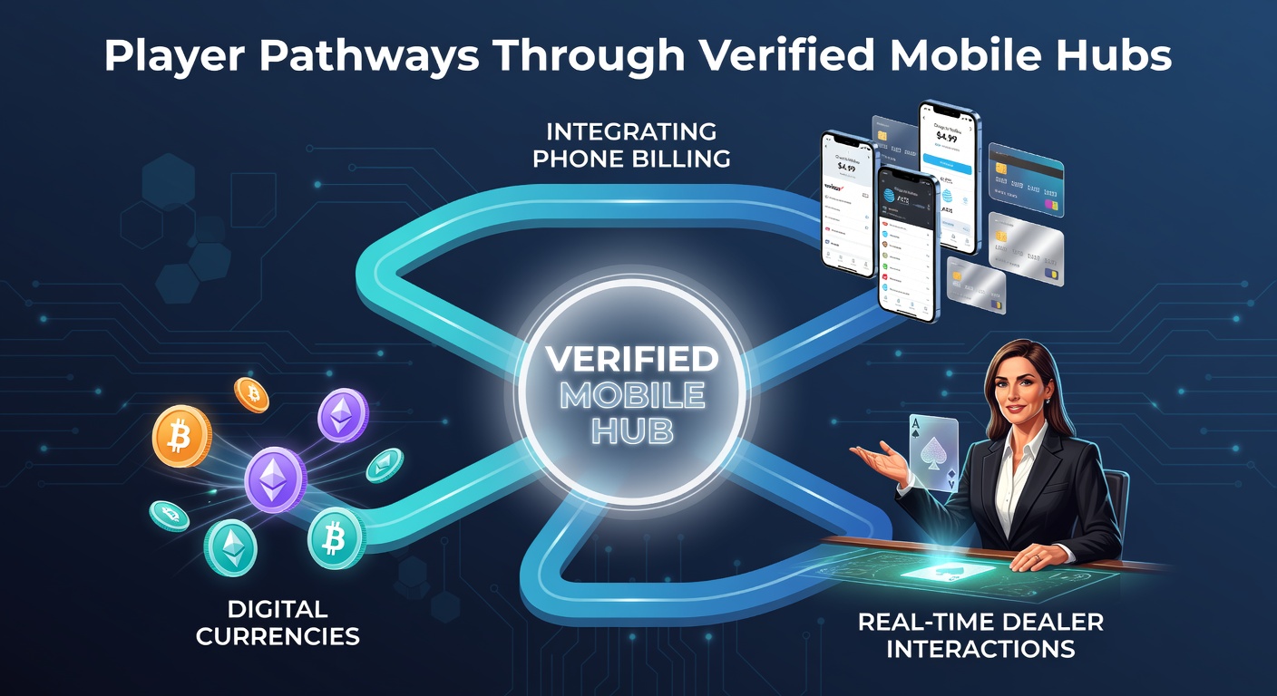 Mobile players accessing verified hubs that combine phone billing, digital currencies, and real-time dealer tables