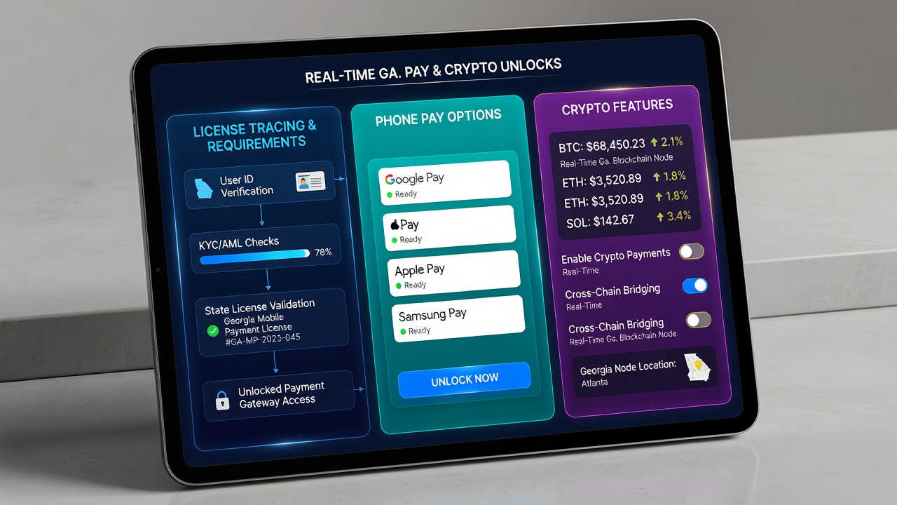 Mobile device displaying real-time gaming app with integrated payment and crypto transaction screens