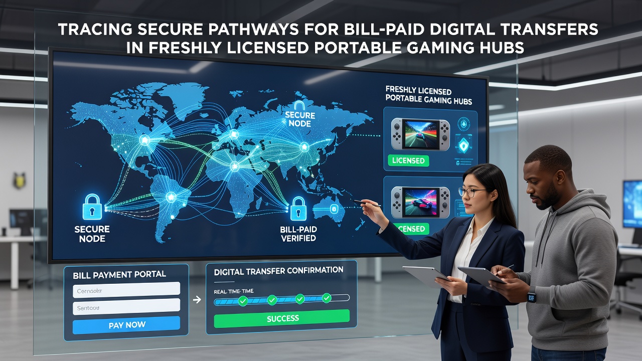 Secure digital transfer pathways illustrated in portable gaming hubs with phone billing integration
